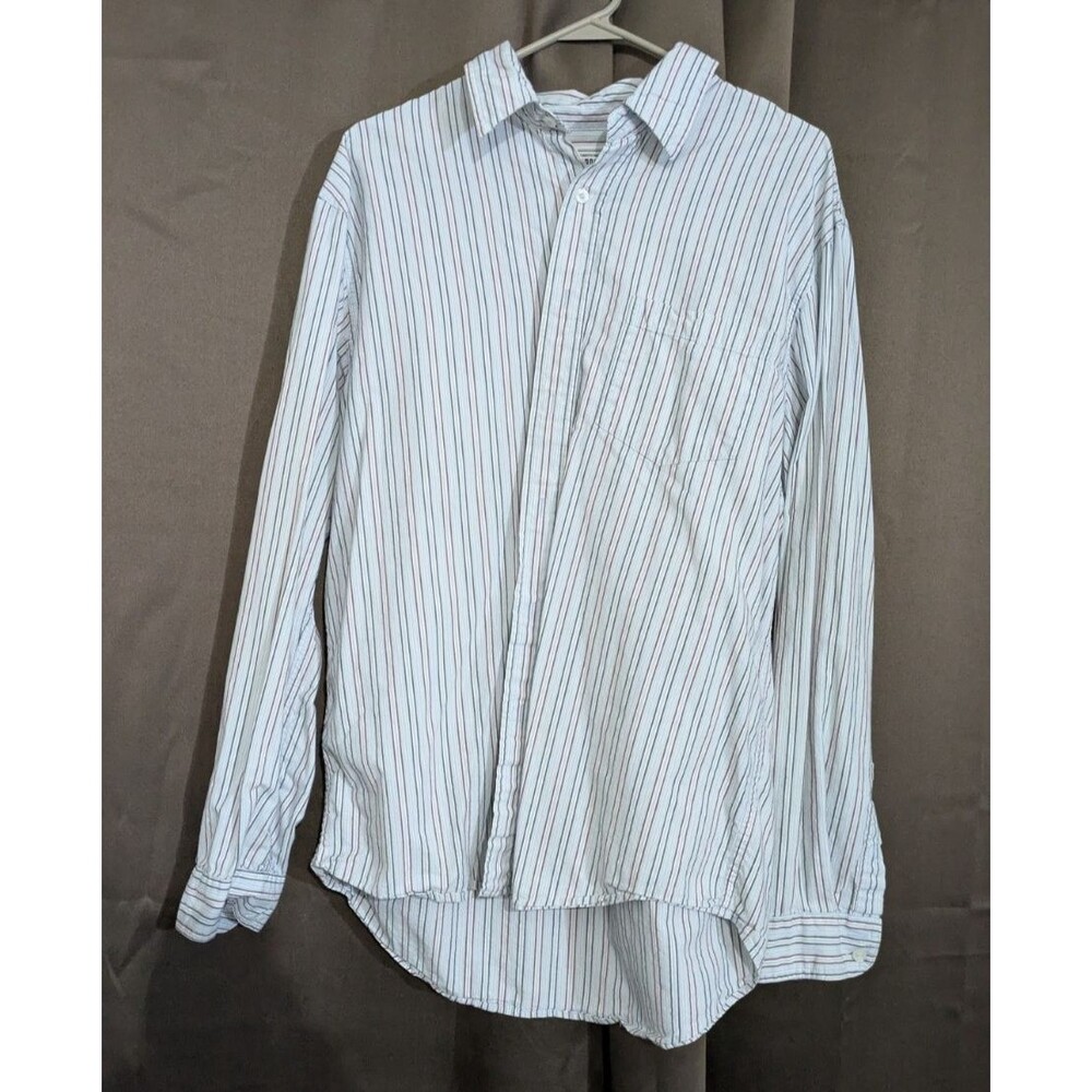 Aeropostale Button Up Shirt Mens M White Gray Burgundy Light Blue Striped